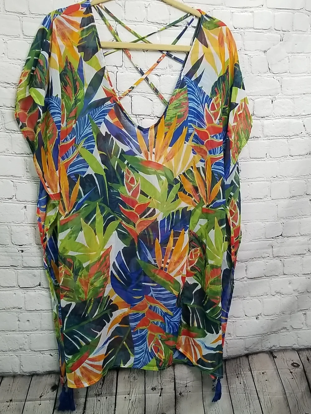 Kona Soul Caftan Bird of Paradise Print M Beach Coverup